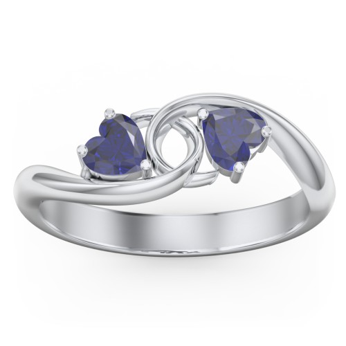 Two of Hearts Pinky Promise Ring – Sterling Silver with Blue Sapphire