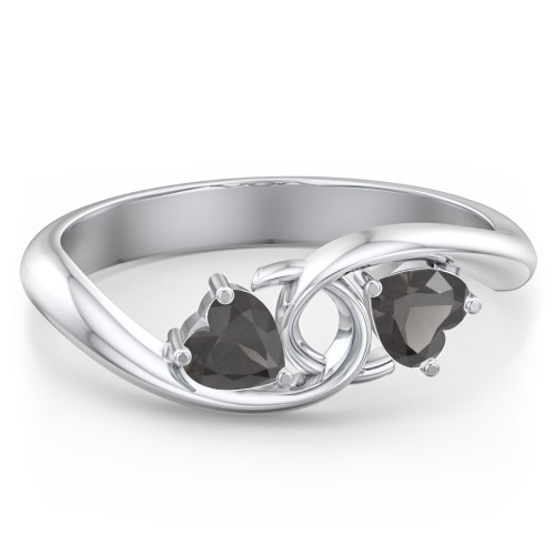 Two of Hearts Pinky Promise Ring – Sterling Silver with Smokey Quartz