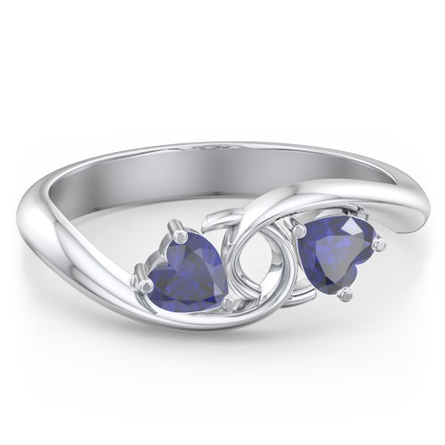 Two of Hearts Pinky Promise Ring – Sterling Silver with Blue Sapphire