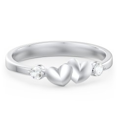 Heart-to-Heart Ring with Accent Stones – 18K Gold Plated Silver with Citrine