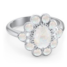 Princess in Love Ring in 925 Sterling Silver with Opal and White Premium Zirconia