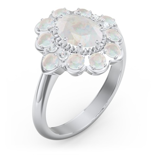Princess in Love Ring – Sterling Silver with Opal and White Premium Zirconia