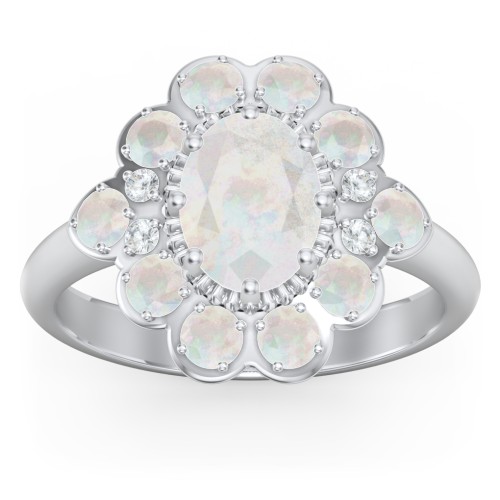 Princess in Love Ring – Sterling Silver with Opal and White Premium Zirconia
