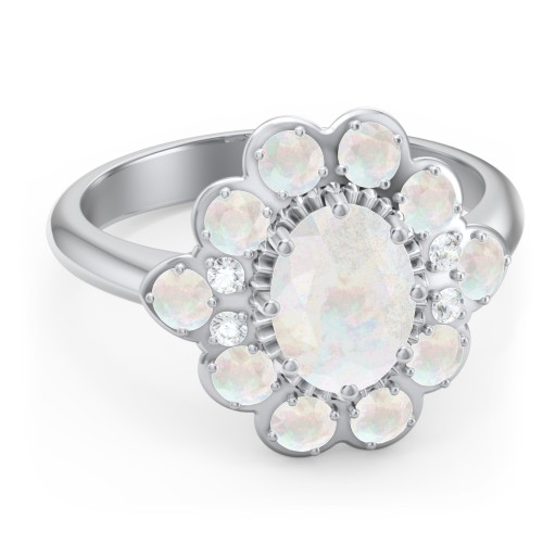 Princess in Love Ring – Sterling Silver with Opal and White Premium Zirconia