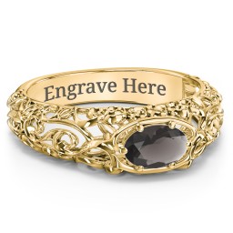 Vintage Graduation Ring in 18K Gold Plated Silver with Smokey Quartz