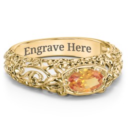 Vintage Graduation Ring in 18K Gold Plated Silver with Citrine
