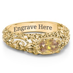 Vintage Graduation Ring in 18K Gold Plated Silver with Citrine