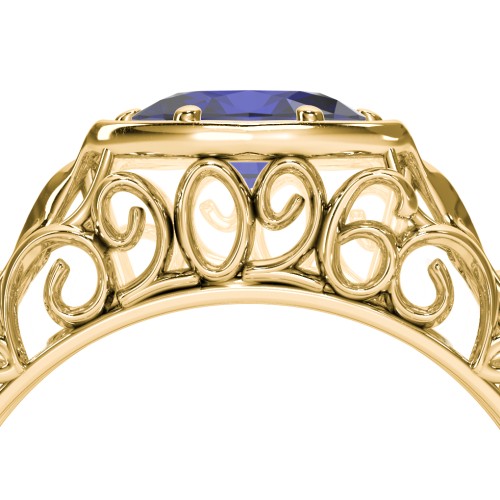 Vintage Graduation Ring – 18K Gold Plated Silver with Blue Sapphire
