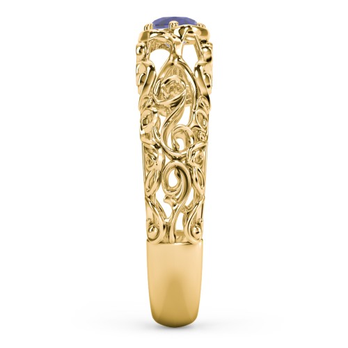 Vintage Graduation Ring – 18K Gold Plated Silver with Blue Sapphire