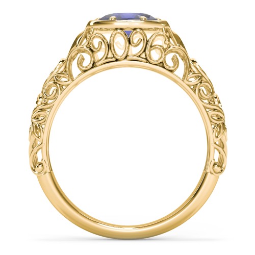Vintage Graduation Ring – 18K Gold Plated Silver with Blue Sapphire