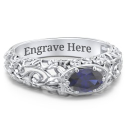 Vintage Graduation Ring in 925 Sterling Silver with Blue Sapphire