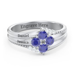 Engravable Triple Band Gemstone
Ring with Accents
