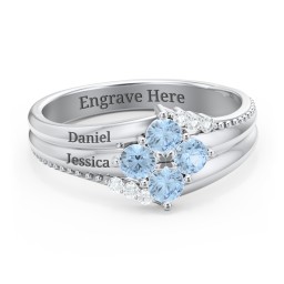 Engravable Triple Band Gemstone
Ring with Accents