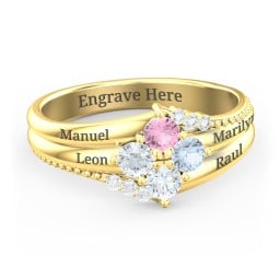 Engravable Triple Band Gemstone
Ring with Accents