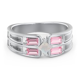 Surrounded by Love Mother's Ring in 925 Sterling Silver with Pink Tourmaline and Opal