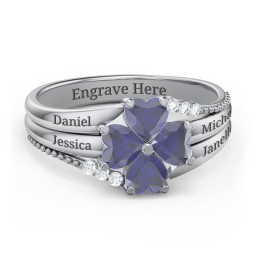 A Mother's Love and Luck Ring in 925 Sterling Silver with Blue Sapphire and White Premium Zirconia