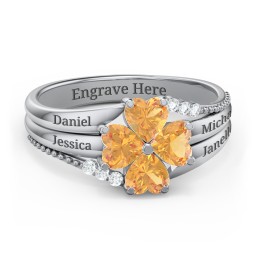 A Mother's Love and Luck Ring in 925 Sterling Silver with Citrine and White Premium Zirconia