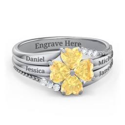 A Mother's Love and Luck Ring in 925 Sterling Silver with Citrine and White Premium Zirconia