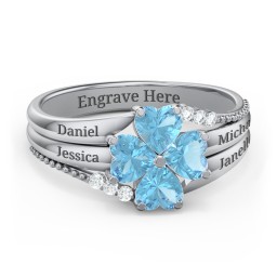 A Mother's Love and Luck Ring in 925 Sterling Silver with Blue Topaz and White Premium Zirconia