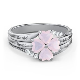 A Mother's Love and Luck Ring in 925 Sterling Silver with Opal and White Premium Zirconia