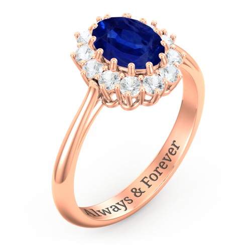 The Lady's Legacy Ring – 10K Rose Gold with Blue Sapphire and Cubic Zirconia