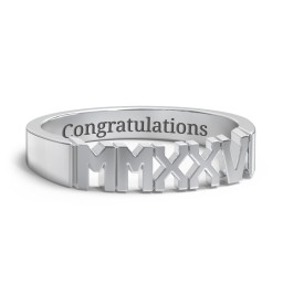 Roman Numeral Graduation Ring in 925 Sterling Silver