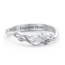 Solitaire Leaf Band Ring