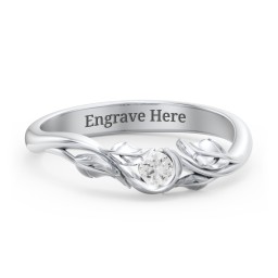 Solitaire Leaf Band Ring