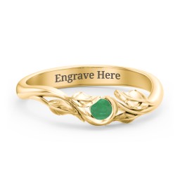 Solitaire Leaf Band Ring