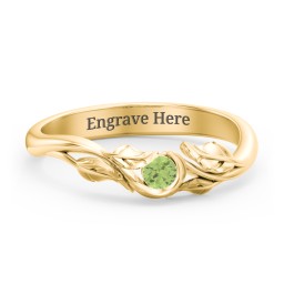Solitaire Leaf Band Ring