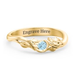 Solitaire Leaf Band Ring