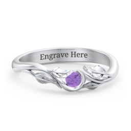 Solitaire Leaf Band Ring