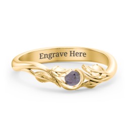 Solitaire Leaf Band Ring