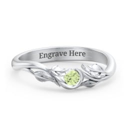 Solitaire Leaf Band Ring