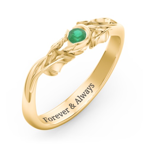 Solitaire Leaf Band Ring