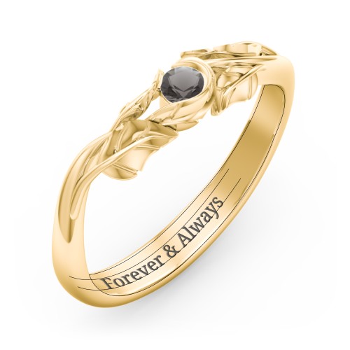 Solitaire Leaf Band Ring