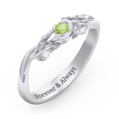 Solitaire Leaf Band Ring