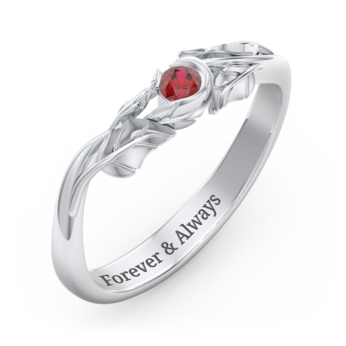 Solitaire Leaf Band Ring