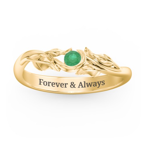 Solitaire Leaf Band Ring