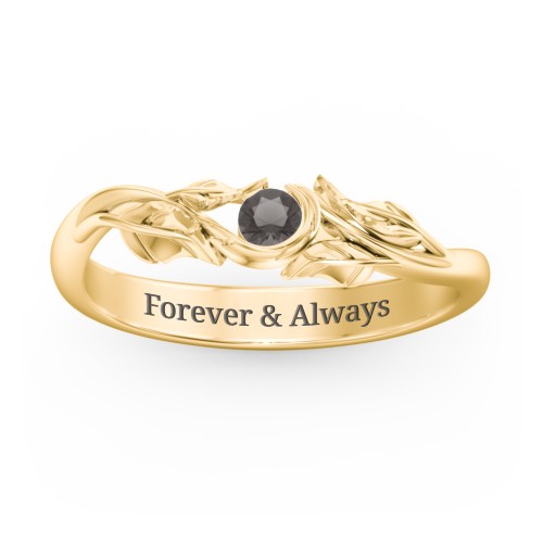 Solitaire Leaf Band Ring