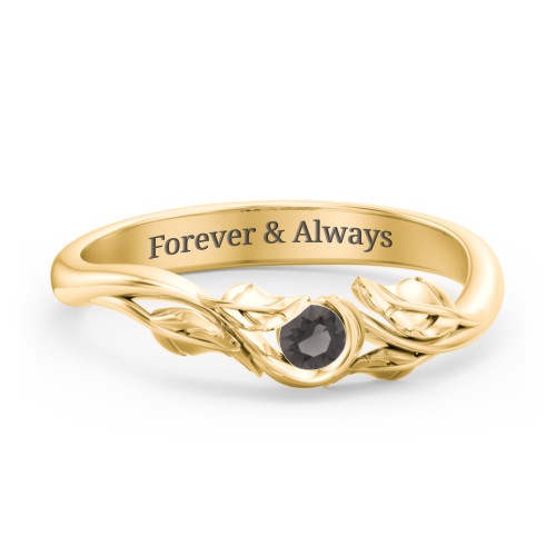 Solitaire Leaf Band Ring
