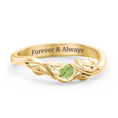 Solitaire Leaf Band Ring
