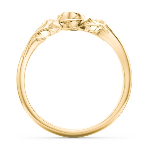 Solitaire Leaf Band Ring – 10K Yellow Gold with Diamond
