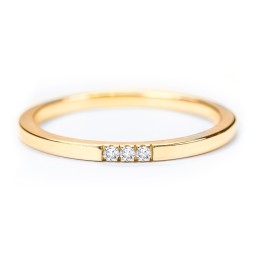 Minimalist Band with Micro-Pavé Stones in 18K Gold Plated Silver with White Premium Zirconia