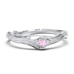 Organic Twig Textured Band with Gemstone