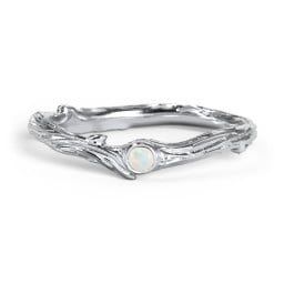 Organic Twig Textured Band with Gemstone