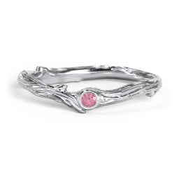 Organic Twig Textured Band with Gemstone