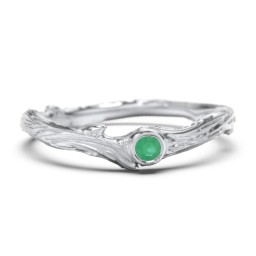 Organic Twig Textured Band with Gemstone
