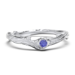 Organic Twig Textured Band with Gemstone