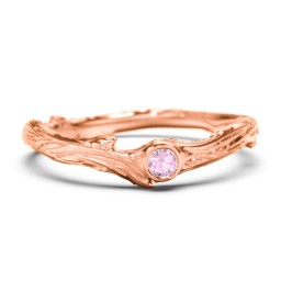 Organic Twig Textured Band with Gemstone